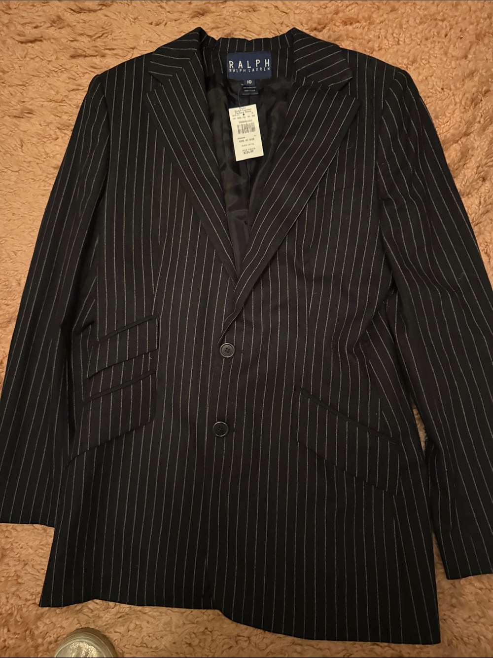 Ralph Lauren Black Pinstripe Suit Jacket